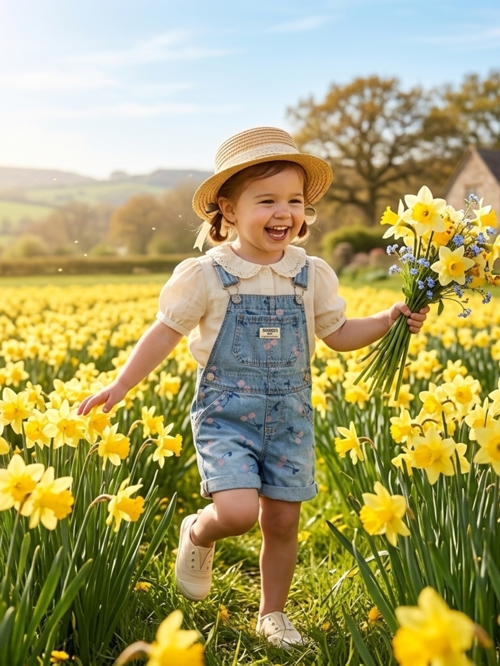 Vintage 90s OshKosh B'gosh Cherry Print Vestbak Denim Shortalls In Size 2T